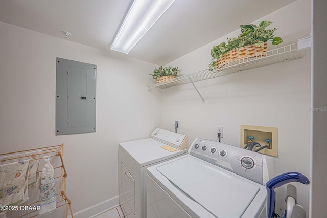 4555 S Atlantic Ave Unit 4405, Ponce Inlet, FL 32127 - laundry room featuring electric panel, separate washer and dryer, and baseboards