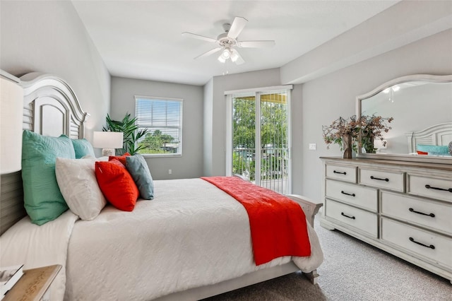 7 Riverwalk Dr Unit 305, New Smyrna Beach, FL 32169 - bedroom with carpet flooring, access to exterior, and ceiling fan