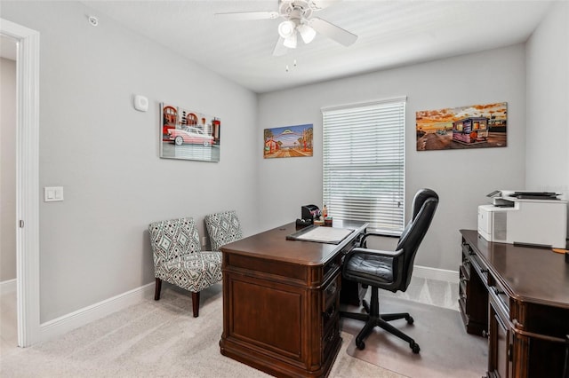 7 Riverwalk Dr Unit 305, New Smyrna Beach, FL 32169 - office with light carpet, ceiling fan, and baseboards