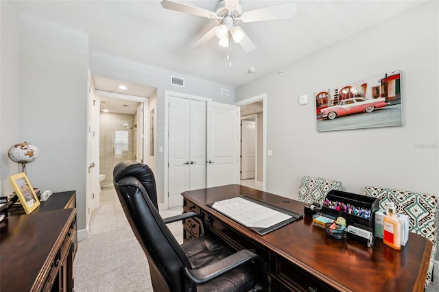 7 Riverwalk Dr Unit 305, New Smyrna Beach, FL 32169 - carpeted office space featuring a ceiling fan, baseboards, and recessed lighting