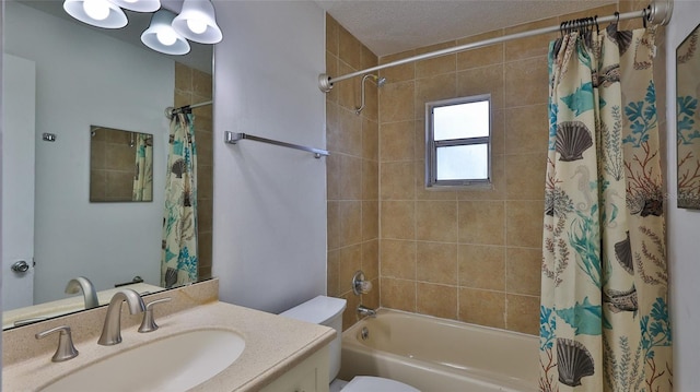 1802 N Fern Palm Dr, Edgewater, FL 32132 - bathroom featuring shower / bath combination with curtain, vanity, and toilet