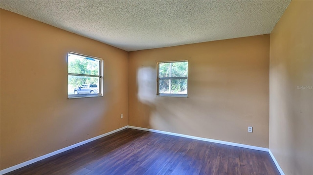 1802 N Fern Palm Dr, Edgewater, FL 32132 - empty room featuring dark wood-style flooring, plenty of natural light, baseboards, and a textured ceiling