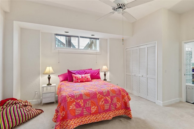 6956 Turtlemound Rd, New Smyrna Beach, FL 32169 - carpeted bedroom featuring a closet and ceiling fan