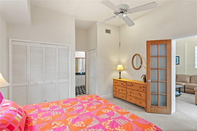 6956 Turtlemound Rd, New Smyrna Beach, FL 32169 - carpeted bedroom featuring a ceiling fan and baseboards
