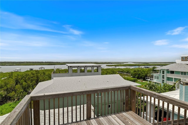 6956 Turtlemound Rd, New Smyrna Beach, FL 32169 - wooden terrace with a water view