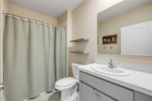 2731 Neverland Dr, New Smyrna Beach, FL 32168 - bathroom featuring vanity, tile patterned flooring, and curtained shower