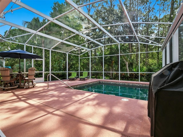 461 Luna Bella Ln, New Smyrna Beach, FL 32168 - outdoor pool featuring a patio and glass enclosure