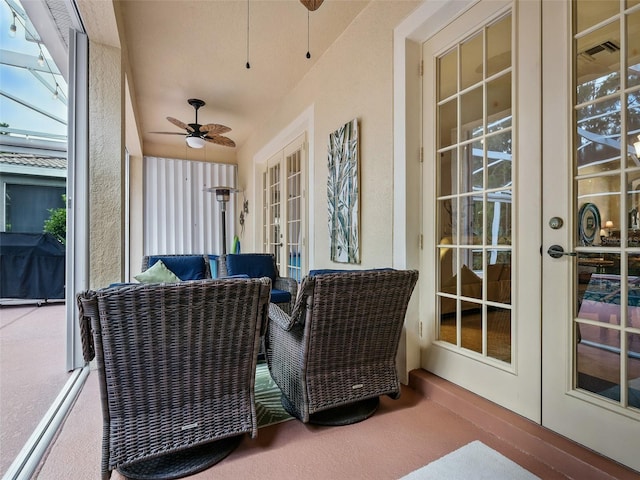 461 Luna Bella Ln, New Smyrna Beach, FL 32168 - sunroom / solarium featuring french doors and ceiling fan
