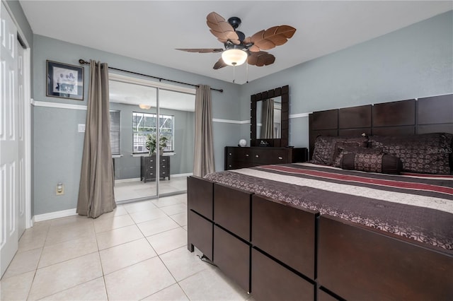38 Fairway Cir, New Smyrna Beach, FL 32168 - bedroom featuring light tile patterned flooring and ceiling fan