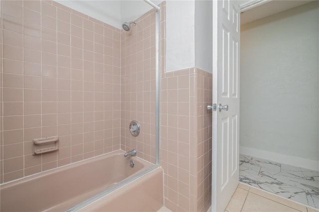 38 Fairway Cir, New Smyrna Beach, FL 32168 - full bathroom with shower / bathtub combination and marble look tiles