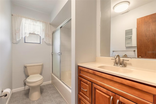 5060 Audubon Ave, De Leon Springs, FL 32130 - bathroom featuring vanity, tile patterned floors, and enclosed tub / shower combo