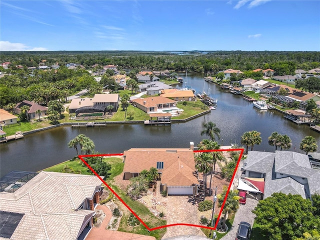26 Creek Ct, Palm Coast, FL 32137 - aerial perspective of suburban area featuring property boundaries highlighted and a nearby body of water