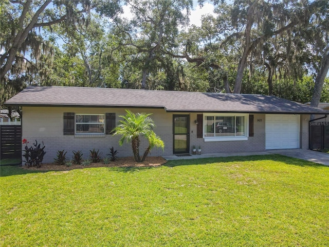 1421 Pine Tree Dr, Edgewater, FL 32132 - single story home with brick siding, a garage, roof with shingles, and concrete driveway