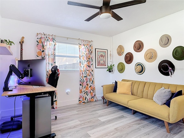 1421 Pine Tree Dr, Edgewater, FL 32132 - home office featuring ceiling fan and wood finished floors