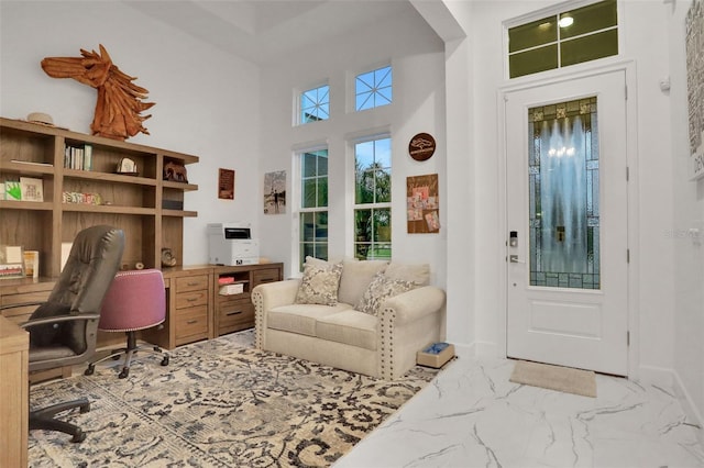 6294 W Fallsgrove Ln, Port Orange, FL 32128 - office with marble look tiles and a high ceiling