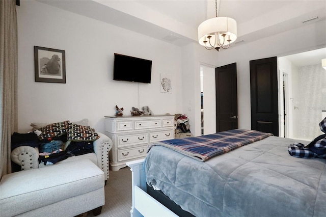 6294 W Fallsgrove Ln, Port Orange, FL 32128 - bedroom with a chandelier and carpet flooring