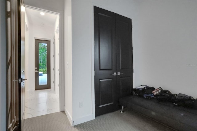 6294 W Fallsgrove Ln, Port Orange, FL 32128 - corridor featuring marble finish floors and baseboards