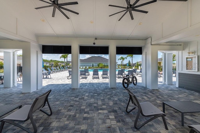 6294 W Fallsgrove Ln, Port Orange, FL 32128 - view of patio with ceiling fan and a community pool
