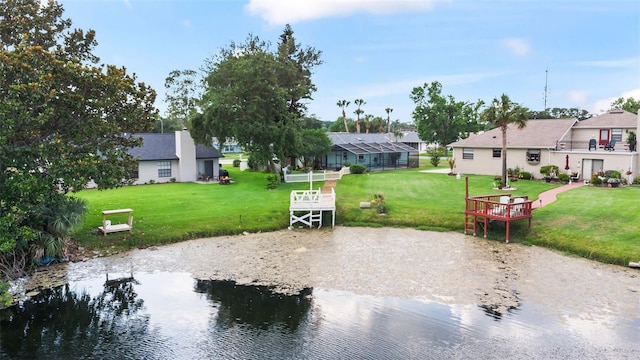 800 Black Duck Dr, Port Orange, FL 32127 - view of green lawn featuring a water view and a residential view