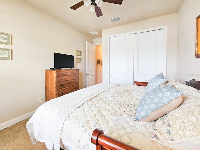 6804 Forkmead Ln, Port Orange, FL 32128 - carpeted bedroom featuring a closet and a ceiling fan