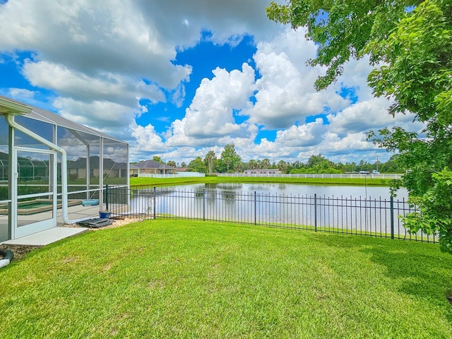 6804 Forkmead Ln, Port Orange, FL 32128 - view of yard featuring a water view and glass enclosure