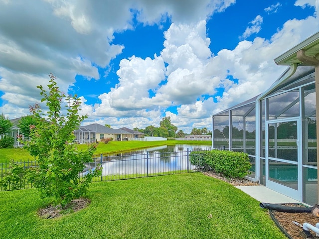 6804 Forkmead Ln, Port Orange, FL 32128 - view of yard with a water view and a lanai