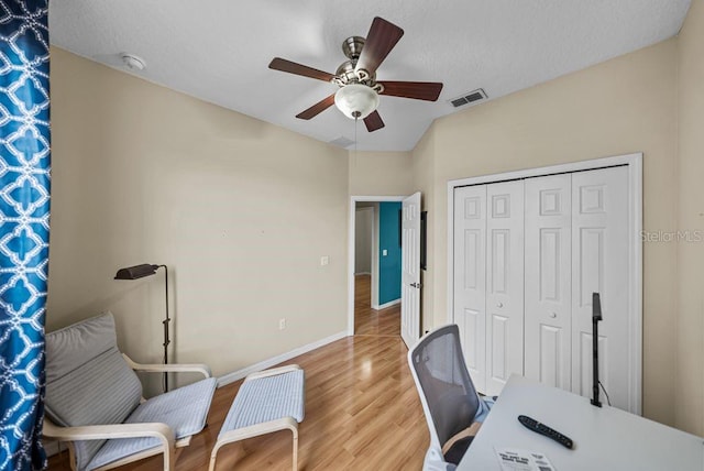 411 Ryans Ridge Ave, Eustis, FL 32726 - office area featuring ceiling fan and light wood-style flooring