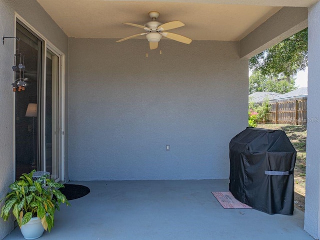 411 Ryans Ridge Ave, Eustis, FL 32726 - view of patio with a ceiling fan and a grill