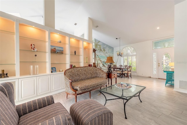 904 Clubhouse Blvd, New Smyrna Beach, FL 32168 - living room with high vaulted ceiling and recessed lighting
