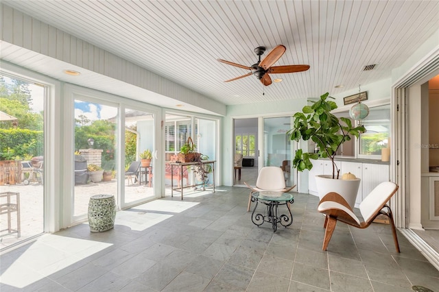 904 Clubhouse Blvd, New Smyrna Beach, FL 32168 - sunroom / solarium featuring ceiling fan and healthy amount of natural light