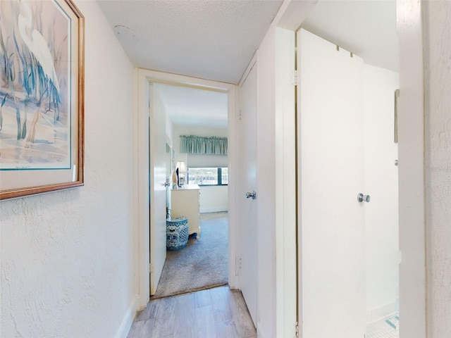 4175 S Atlantic Ave Unit 4110, New Smyrna Beach, FL 32169 - hallway with light wood-style flooring and a textured ceiling