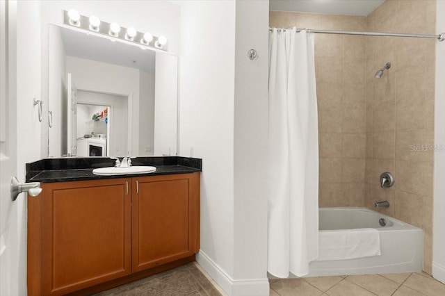 2 Oceans W Blvd Unit 206, Daytona Beach Shores, FL 32118 - full bath with tile patterned flooring, vanity, and shower / tub combo with curtain