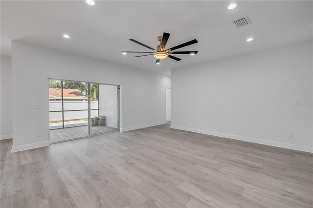 2324 Orange Tree Dr, Edgewater, FL 32141 - empty room featuring a ceiling fan, recessed lighting, and wood finished floors