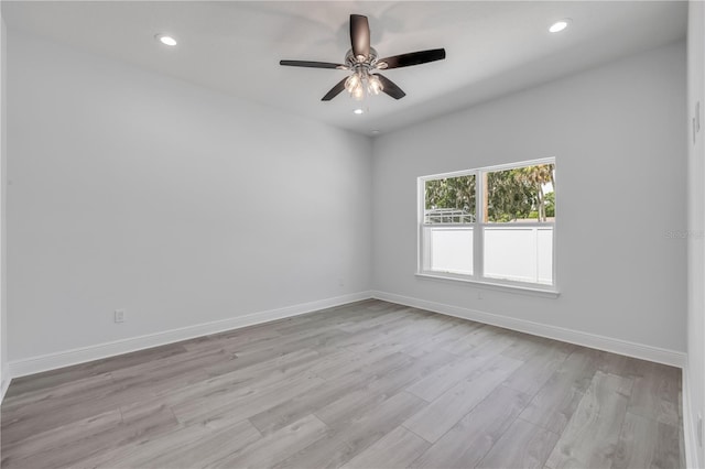 2324 Orange Tree Dr, Edgewater, FL 32141 - empty room featuring ceiling fan, light wood finished floors, and recessed lighting