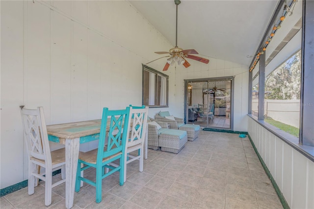 2715 Pine Tree Dr, Edgewater, FL 32141 - sunroom / solarium featuring lofted ceiling and ceiling fan