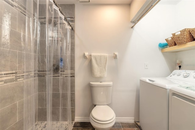 1237 Charter Oaks Cir, Daytona Beach, FL 32117 - bathroom with washer and clothes dryer and a tile shower
