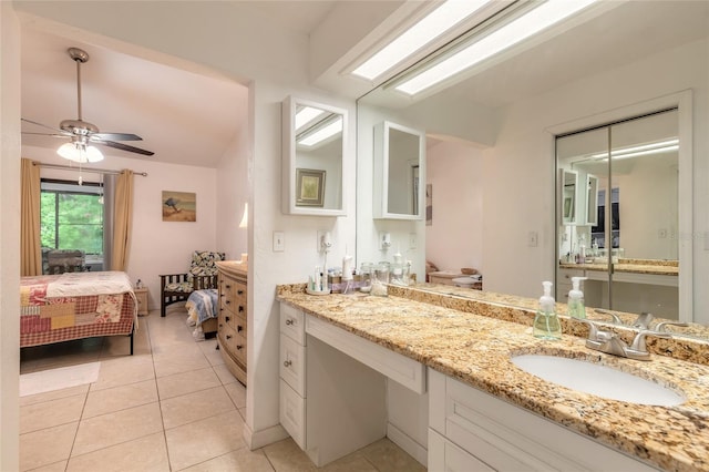 1237 Charter Oaks Cir, Daytona Beach, FL 32117 - ensuite bathroom with tile patterned flooring, vanity, and ceiling fan