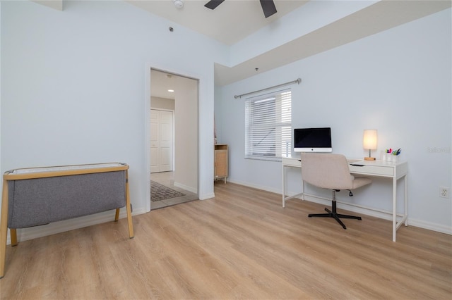 5300 S Atlantic Ave Unit 5-502, New Smyrna Beach, FL 32169 - office area with wood finished floors and ceiling fan