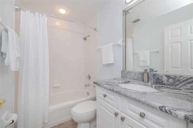 5300 S Atlantic Ave Unit 5-502, New Smyrna Beach, FL 32169 - bathroom with vanity, shower / tub combo, and tile patterned floors