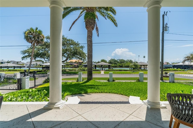1212 S Riverside Dr, New Smyrna Beach, FL 32168 - view of patio with a water view
