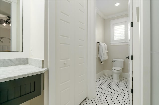 1212 S Riverside Dr, New Smyrna Beach, FL 32168 - bathroom featuring crown molding and recessed lighting