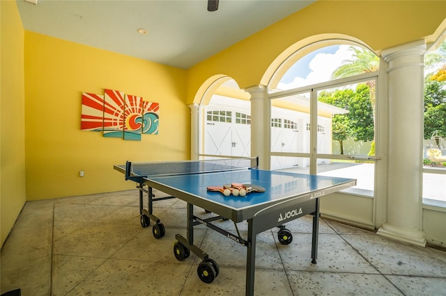 1212 S Riverside Dr, New Smyrna Beach, FL 32168 - game room with decorative columns and baseboards