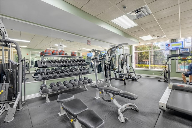 5849 Ansley Way, Mount Dora, FL 32757 - gym with baseboards and a drop ceiling