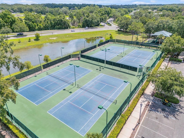 5849 Ansley Way, Mount Dora, FL 32757 - view of tennis court featuring a water view