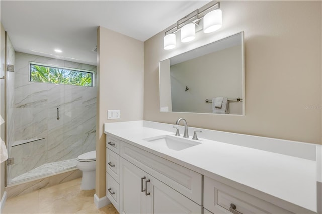 1219 Commodore Dr, New Smyrna Beach, FL 32168 - full bathroom featuring a marble finish shower, vanity, tile patterned floors, and recessed lighting