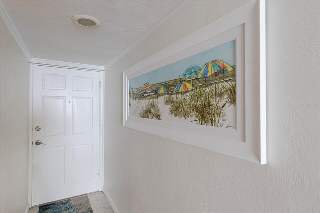 1051 Ocean Shore Blvd Unit 502, Ormond Beach, FL 32176 - doorway with ornamental molding and tile patterned flooring