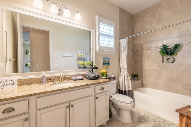 2939 Bella Flore Ter, New Smyrna Beach, FL 32168 - bathroom with vanity, shower / bath combo with shower curtain, and tile patterned floors