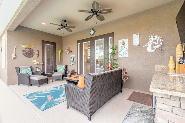 2939 Bella Flore Ter, New Smyrna Beach, FL 32168 - view of patio with an outdoor living space and ceiling fan