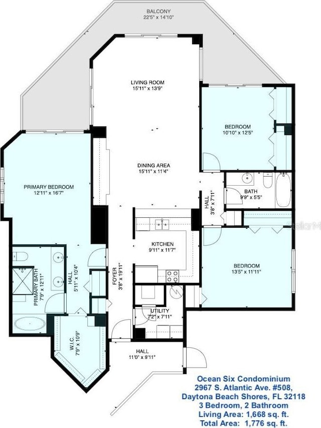 2967 S Atlantic Ave Unit 508, Daytona Beach, FL 32118 - view of floor plan / room layout