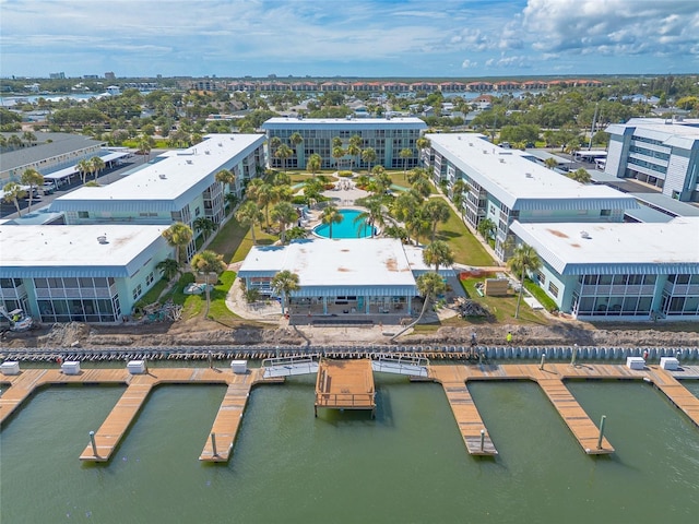 325 N Causeway Unit B305, New Smyrna Beach, FL 32169 - aerial view of a pool area and a nearby body of water